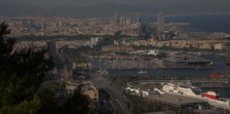 Barcelona, the port and the sea front as seen from Montjuic